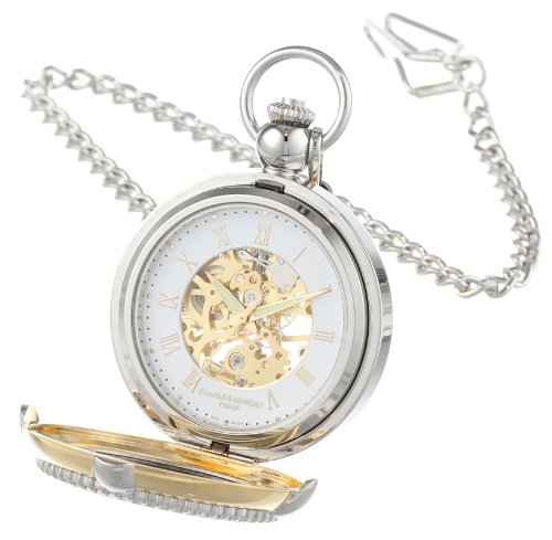 Charles Hubert 3846 Two-Tone Mechanical Picture Frame Pocket Watch