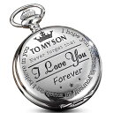 GORBEN Silver Pocket Watches to My Son Forever from a Mom Dad Engraved Quartz Fo...