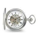 Sonia Jewels Charles Hubert Stainless Striped Case Shield Skeleton Pocket Watch 14.5