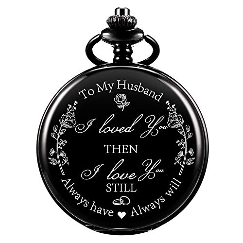 ManChDa Engraved Pocket Watch for Men Husband Pocket Watch Valentines Day Gifts for Him Husband Gifts Mechanical Pocket Watch ..