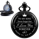 ManChDa Engraved Pocket Watch for Men Husband Pocket Watch Valentines Day Gifts for Him Husband Gifts Mechanical Pocket Watch (King)