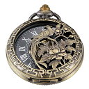 Whodoit Bird Design Antique Steampunk Skeleton Dial Pocket Watch, Bronze Bracelet Mechanical Roman Numerals Pocket Watches for Men