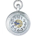 OGLE Waterproof Magnifier Skeleton Chain Silver Luminous Fob Self Winding Automatic Mechanical Pocket Watch (Silver White)