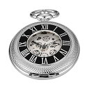 Whodoit Silver Black Single Open Mechanical Pocket Watch Roman Numeral Dial Mech...