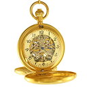OGLE Vintage Double Copper Cover Case Dual Movement Skeleton Chain Fob Self Wind...