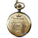 GORBEN Bronze Engraved Pocket Watch to Son I Love You Gifts from a Mom Dad Birthday Gift Fob Watches Chains