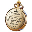 Golden Pocket Watch to Son I Love You Forever Gifts from a Mom Dad Engraved Fob Watches Chains for Kids