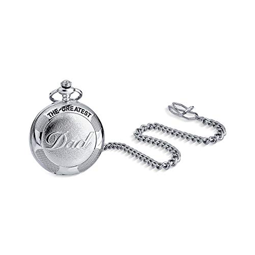 Bling Jewelry Retro Vintage Style Daddy Father Gift Word Best Greatest DAD Skeleton Pocket Watch..