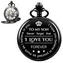 ManChDa Mechanical to My Son Double Cover Roman Numerals Dial Skeleton Personalized Engraved Pocket Watches