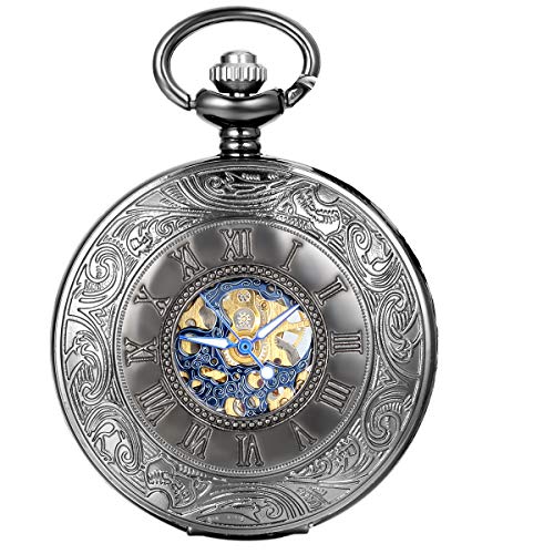 商品情報 商品名 JewelryWe Antique Mechanical Pocket Watch Retro Classic Mechanical Hand-Wind Pocket Watch Steampunk Fob Watch P...