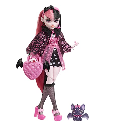 モンスターハイ 人形 ドール Monster High Draculaura Fashion Doll with Pink Black Hair, Signature Look, Accessories Pet Batモンスターハイ 人形 ドール