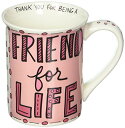 エネスコ Enesco 置物 インテリア 海外モデル アメリカ Enesco Our Name is Mud Hand-Drawn Friend for Life Stoneware Coffee Mug, 16 oz, Pinkエネスコ Enesco 置物 インテリア 海外モデル アメリカ