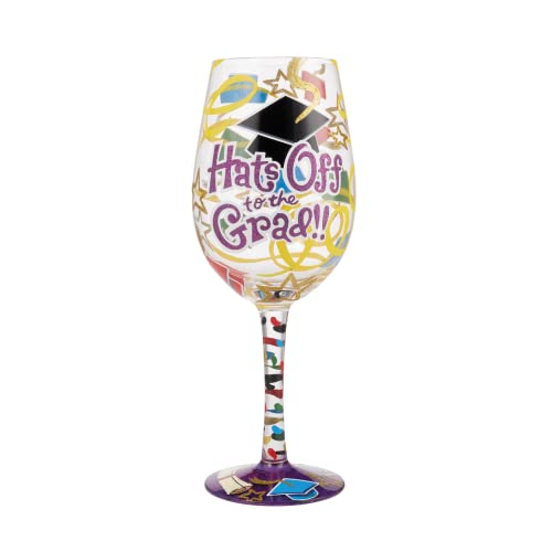 エネスコ Enesco 置物 インテリア 海外モデル アメリカ Enesco Designs by Lolita Hats Off to The Graduate Hand-Painted Artisan Wine Glass, 15 Ounce, Multicolorエネスコ Enesco 置物 インテリア 海外モデル アメリカ
