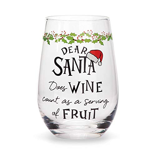 GlXR Enesco u CeA COf AJ Enesco Entertainment by Izzy and Oliver Dear Santa Fruit Wine GlassGlXR Enesco u CeA COf AJ