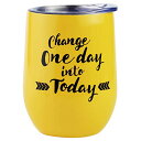 エネスコ Enesco 置物 インテリア 海外モデル アメリカ Enesco Our Name is Mud Get it Girl Change One Day into Today Wine Tumbler with Lid, 1 Count (Pack of 1), Yellowエネスコ Enesco 置物 インテリア 海外モデル アメリカ