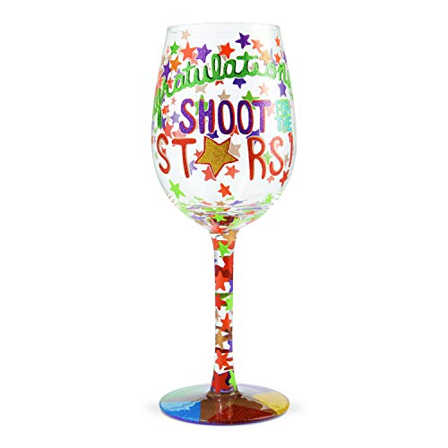 GlXR Enesco u CeA COf AJ Enesco Designs by Lolita Shoot for The Stars Hand-Painted Artisan Wine Glass, 1 Count (Pack of 1), MulticolorGlXR Enesco u CeA COf AJ