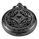 Whodoit Vintage Round Black Men's Mechanical Pocket Watch Hollow Engraved Steamp...