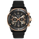 rv u[o Y Bulova Men's Marine Star Series A Black and Gold Ion-Plated Stainless Steel 6-Hand Chronograph Quartz Watch, Black Silicone Strap Style: 98B307rv u[o Y