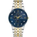 楽天angelica腕時計 ブローバ メンズ Bulova Men's Modern Two-Tone Stainless Steel Multi-Function Quartz Watch, Blue Dial with Diamonds, 40mm Style: 98D180腕時計 ブローバ メンズ