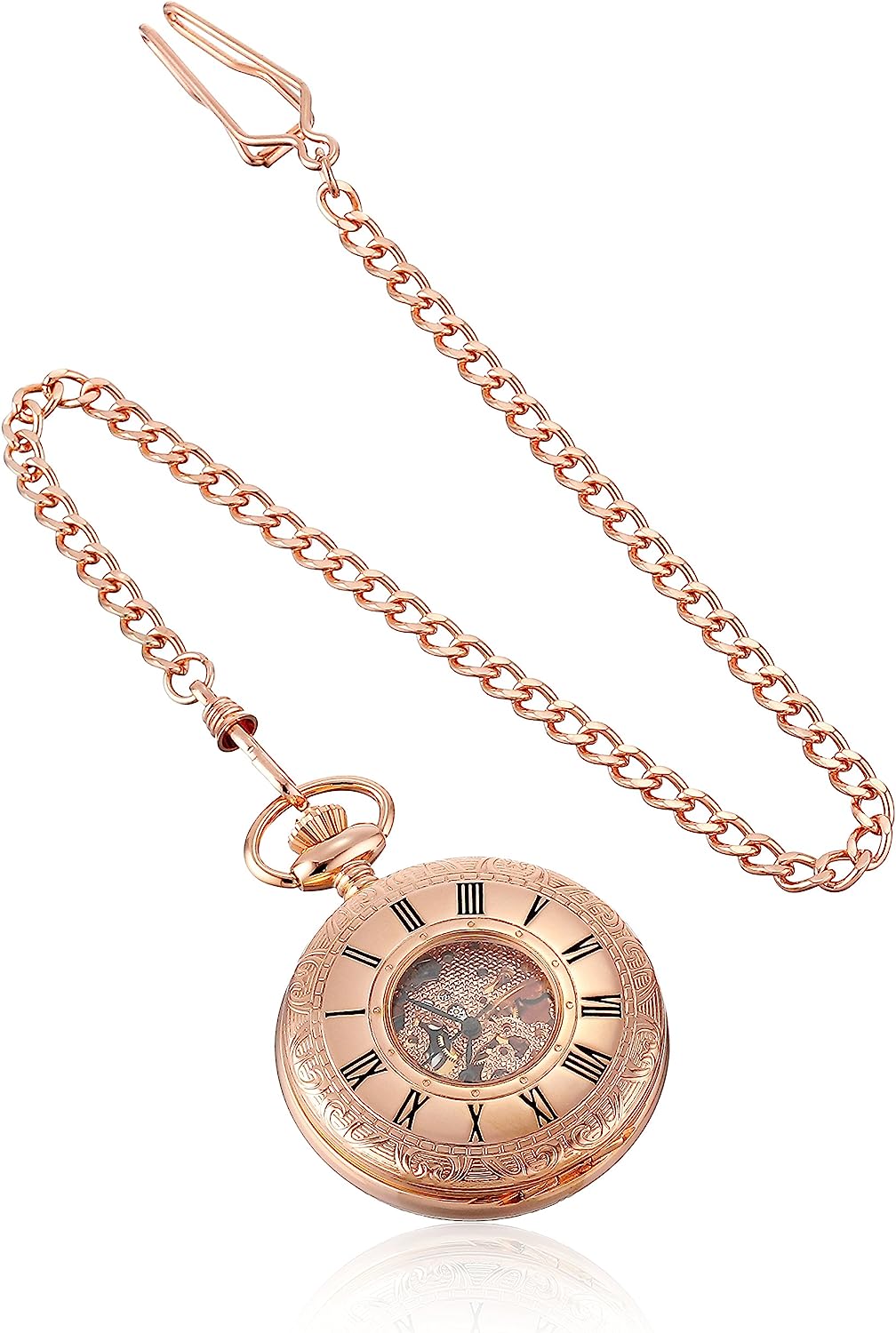 Charles-Hubert, Paris Rose Gold-Plated Mechanical Pocket Watch