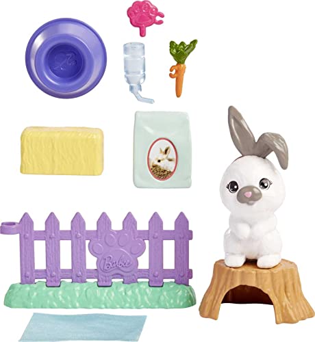 バービー バービー人形 Barbie Pets and Accessories, Interactive Bunny Playset with Moving Nose and Ears, 9 Animal-Themed Piecesバービー バービー人形