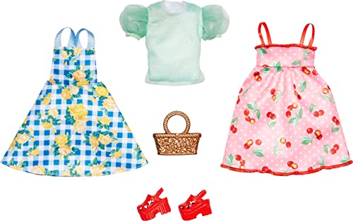 バービー バービー人形 Barbie Fashions Doll Clothes and Accessories Set, 2 Picnic-Themed Dresses with Basket and Shoes for 2 Complete Outfitsバービー バービー人形