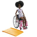 バービー バービー人形 Barbie Fashionistas Doll 194 with Wheelchair and Ramp, Natural Black Hair and Rainbow Heart Romper with Accessoriesバービー バービー人形