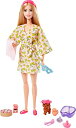 バービー バービー人形 Barbie Self-Care Doll, Blonde Posable Spa Day Doll in Lemon Bathrobe with Puppy & Accessories like Headband & Eye-Maskバービー バービー人形
