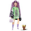 バービー バービー人形 Barbie Extra Doll & Accessories with Crimped Lavendar Hair & Brown Eyes, 15 Toy Pieces Include Pet Puppyバービー バービー人形