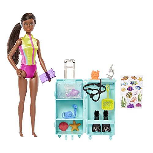 バービー バービー人形 Barbie Marine Biologist Doll & 10+ Accessories, Mobile Lab Playset with Brunette Doll, Case Opens for Storage & Travelバービー バービー人形