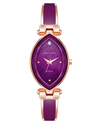 腕時計 アンクライン レディース Anne Klein Women's Genuine Diamond Dial Bangle Watch, AK/4018,Purple/Rose Gold腕時計 アンクライン レディース