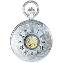 OGLE Waterproof Chain Black Silver Roman Fob Self Winding Automatic Skeleton Mec...
