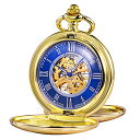 TREEWETO Pocket Watch - Smooth Double Case Series Skeleton Dial Delicate Mechani...