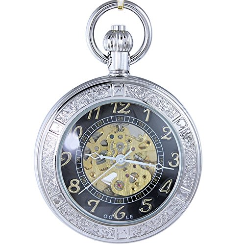 商品情報 商品名 OGLE Waterproof Magnifier Skeleton Chain Silver Luminous Fob Self Winding Automatic Mechanical Pocket Watch (Si...