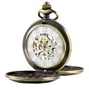 TREEWETO Men's Mechanical Skeleton Pocket Watch for Mens Women Roman Numerals Di...