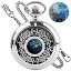 Tiong Van Gogh Starry Night Moon Hollow Silver Case Quartz Pocket Watch Roman Numerals Retro Wat..