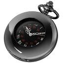 Alwesam Simple Smooth Black Hollow Cover Mechanical Pocket Watch Steampunk Roman Numerals Display Hand Winding Pocket Watch with Chain & Box