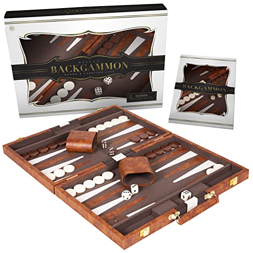 ボードゲーム 英語 アメリカ 海外ゲーム Crazy Games Backgammon Set - Classic Board Game for Adults and Kids with Premium Leather Case - with Strategy & Tip Guide (Brown, Medium)ボードゲーム 英語 アメリカ 海外ゲーム