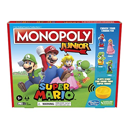ボードゲーム 英語 アメリカ 海外ゲーム Monopoly Junior Super Mario Edition Board Game, Fun Kids 039 Ages 5 and Up, Explore The Mushroom Kingdom as Mario, Peach, Yoshi, or Luigi (Amazon Exclusive)ボードゲーム 英語 アメリカ 海外ゲーム