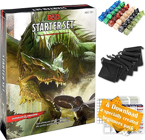 ボードゲーム 英語 アメリカ 海外ゲーム Dungeons and Dragons Starter Set 5th Edition kit - Dice in Black Bag - Fun DND Rolling Board Games for Adults - New Magic 5e Beginner Popular Pack Die Bookボードゲーム 英語 アメリカ 海外ゲーム