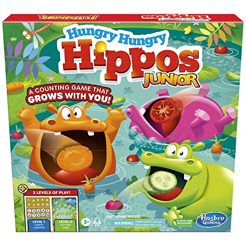 ボードゲーム 英語 アメリカ 海外ゲーム Hasbro Gaming Hungry Hungry Hippos Junior Board Game 2-in-1 Game for Preschoolers and Kids Ages 3 and Up 2 to 4 Players Counting and Numbers Gamesボードゲーム 英語 アメリカ 海外ゲーム