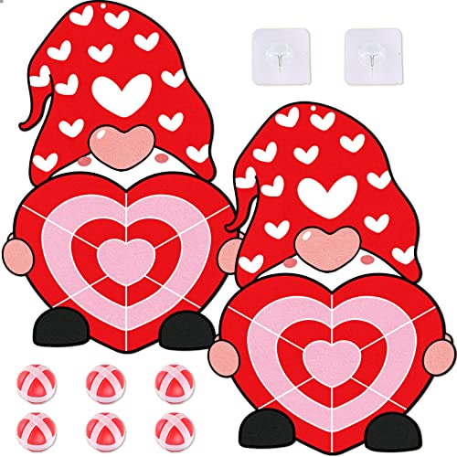 ܡɥ Ѹ ꥫ  2PCS Valentine's Day Dart Board Sticky Balls Toys Games Gnome Dart Board Kit with 6 Red Sticky Balls and 2 Hooks for Valentine Indoor Outdoor Sports Fun Party Gamesܡɥ Ѹ ꥫ 