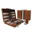 ボードゲーム 英語 アメリカ 海外ゲーム Sun Flair Backgammon Set - 15 Inch Backgammon Sets for Adults, Folding Classic Board Game with Premium Leather Case, Best Strategy and Tip Guide Enclosed (Brown, Medium)ボードゲーム 英語 アメリカ 海外ゲーム