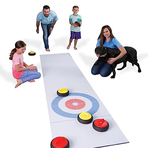 ボードゲーム 英語 アメリカ 海外ゲーム HearthSong Curling Zone ? Indoor Battery Operated Hovering Curling Set ? Fun Family Game for Kids and Adults ? 6 Curling Stones and Floor Mat ? Olympic Sport Party Gaボードゲーム 英語 アメリカ 海外ゲーム