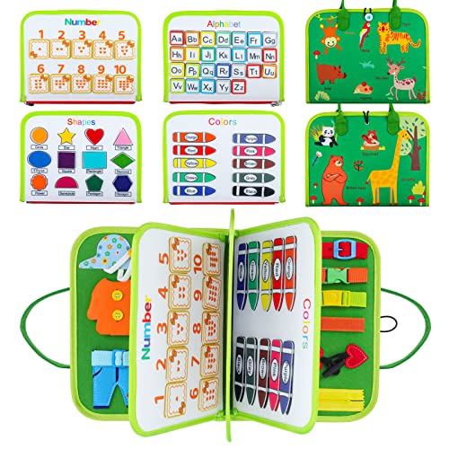 ボードゲーム 英語 アメリカ 海外ゲーム FASTSPOK Busy Board Montessori Toy for 1 2 3 4 Year Old Toddlers - Educational Activity Developing Sensory Board for Basic Dress Fine Motor Skills - Travel Toys for Plane Carボードゲーム 英語 アメリカ 海外ゲーム