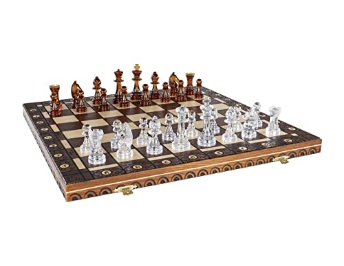 ܡɥ Ѹ ꥫ  Chess and games shop Muba Amber 6EF Handmade Wooden Chess Set 21 Inch Board with Chessmen- Storage Box to Store All The Piecesܡɥ Ѹ ꥫ 