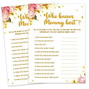 ボードゲーム 英語 アメリカ 海外ゲーム Who Knows Mommy Best Game, Fall Floral Themed Cards, Set of 20 Cards- Girl Baby Shower Game, Baby Shower Supplies ，Baby Shower Decorations, Gift - Fun, Unique, and Easy to ボードゲーム 英語 アメリカ 海外ゲーム