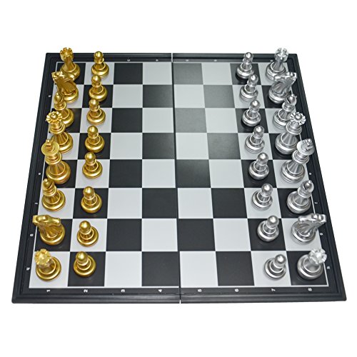 ボードゲーム 英語 アメリカ 海外ゲーム ZCQS 9.8 039 039 Square Golden/Silver Chess Set Magnetic Chess Pieces Folding Chess Board Gifts Travel Chess Set Game for Kids and Adults Educational Toysボードゲーム 英語 アメリカ 海外ゲーム