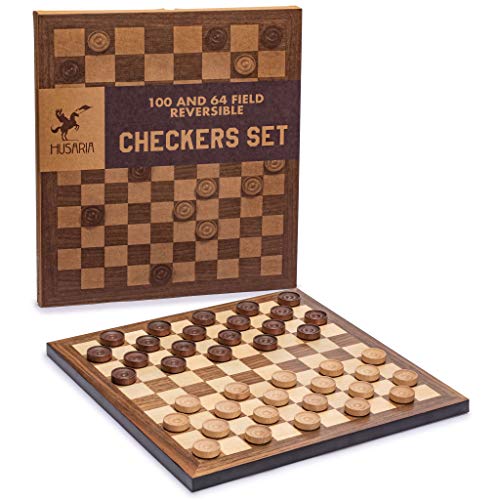 ܡɥ Ѹ ꥫ  Husaria Reversible Checkers and Draughts Wooden Game Set - 10x10 and 8x8 Boardܡɥ Ѹ ꥫ 