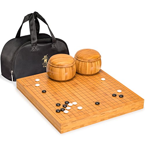 ܡɥ Ѹ ꥫ  Yellow Mountain Imports Bamboo 2-Inch Reversible 19x19/13x13 Go Game Set Board with Double Convex Melamine Stones and Bamboo Bowls - Classic Strategy Board Game (Baduk/Weiqi)ܡɥ Ѹ ꥫ 